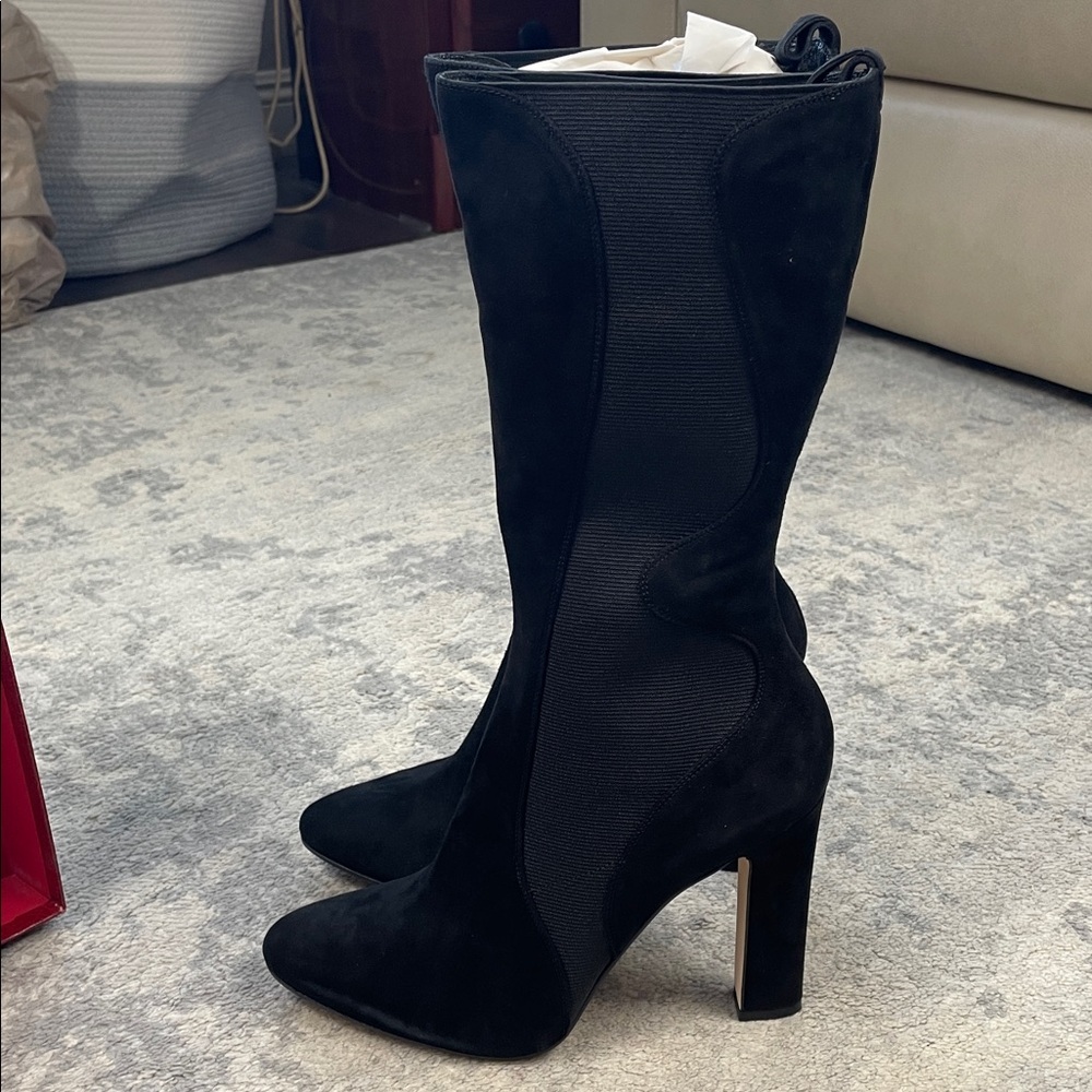 Nib Tamara Mellon Libertine 105 Suede Stretch Boot Black Sz 40.5 — image 6 of 8
